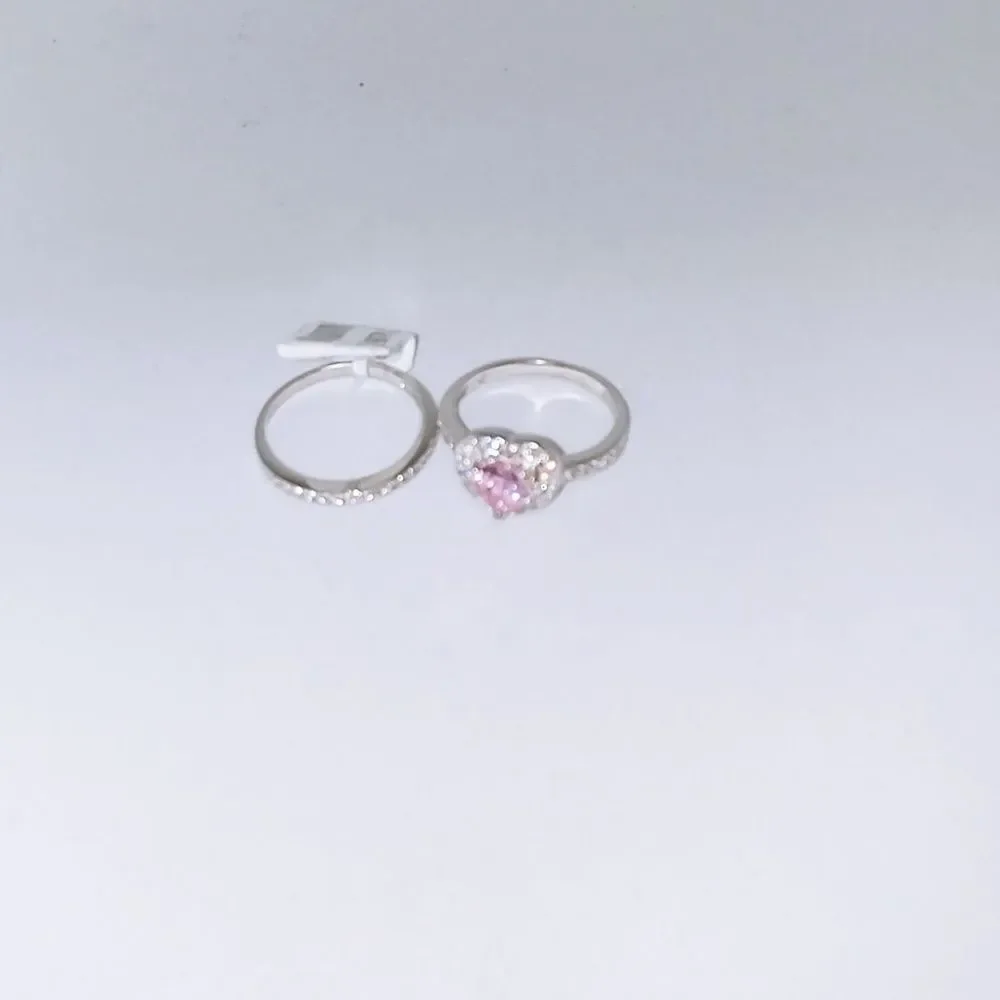 Ring Pink Cubic Zirconia Sterling Silver Size 6.5